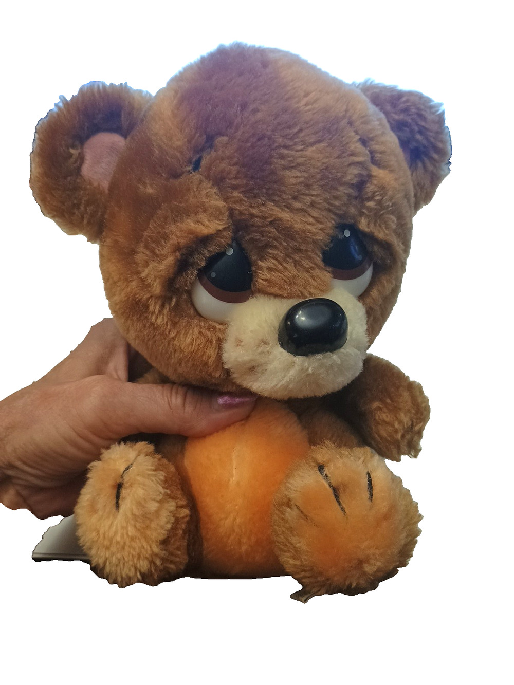 Vtg ADORABLE Applause Plush Burley Sitting Teddy Bear BIG Head & Sad Eyes 8" EUC